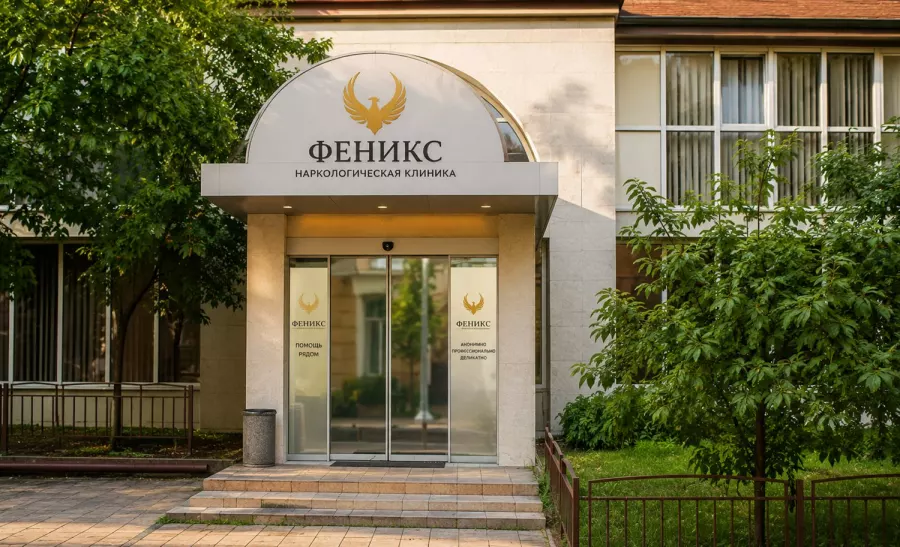 Вход в наркологическую клинику «Феникс» в Хадыженске